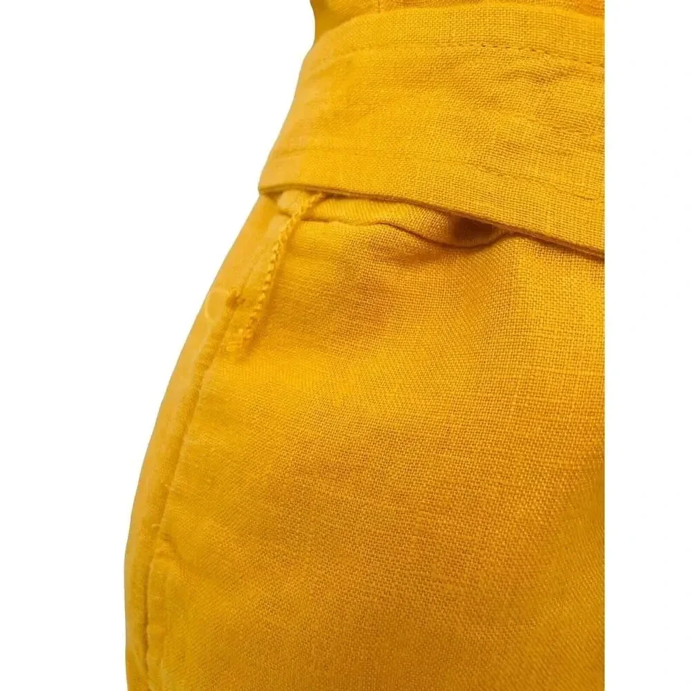 EVERLANE Petite Jumpsuit size 2 Marigold Yellow Linen Square Neck Wide Leg